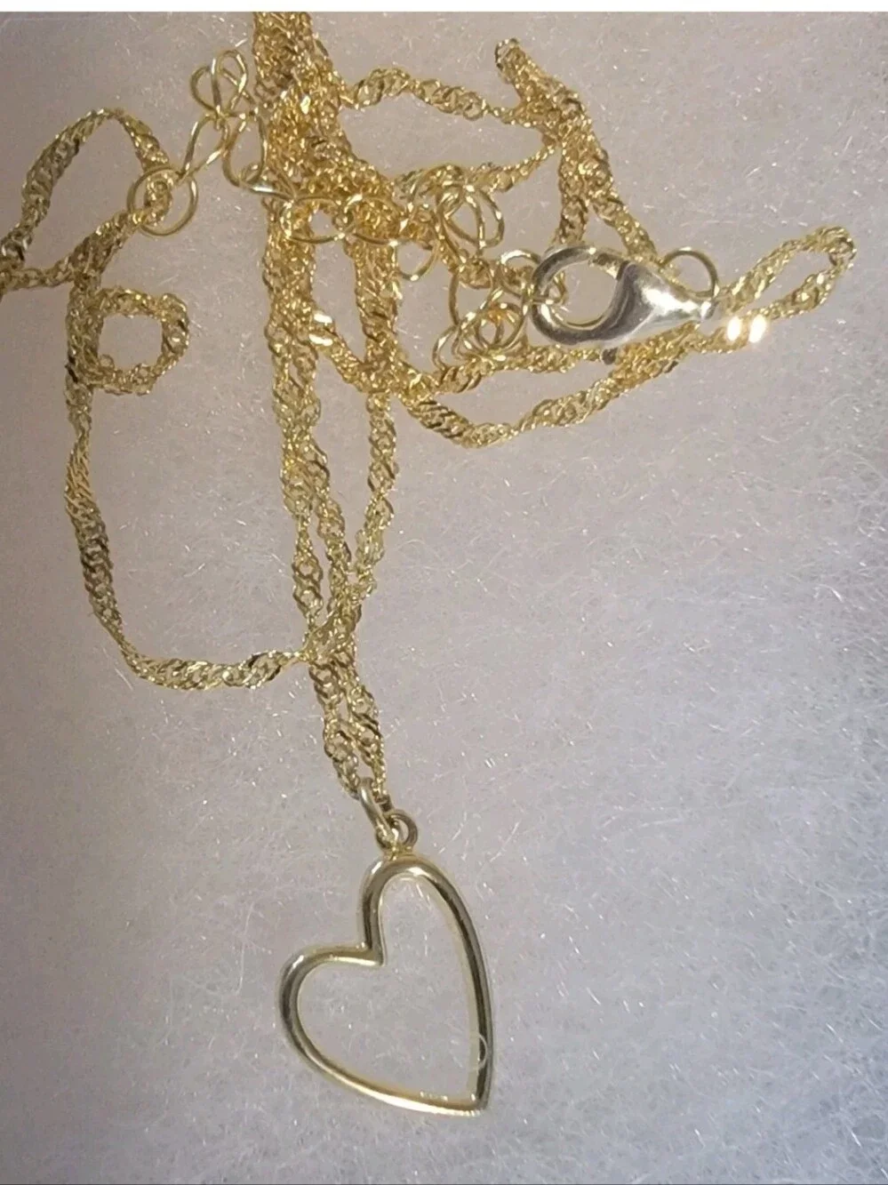 Gold Tilted Open Heart Pendant Necklace 925 Silver Gold Plated 16-18